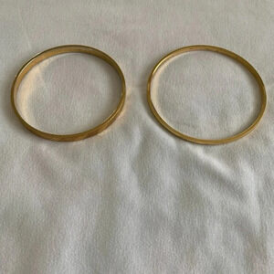 Vintage Trifari + Monet Gold Tone Minimalist Bangle Bracelet Stackable 2.75”